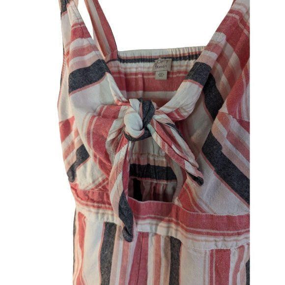 Loft Beach Striped Linen Blend Tie-front Romper Women's Sz XXS - Picture 3 of 7